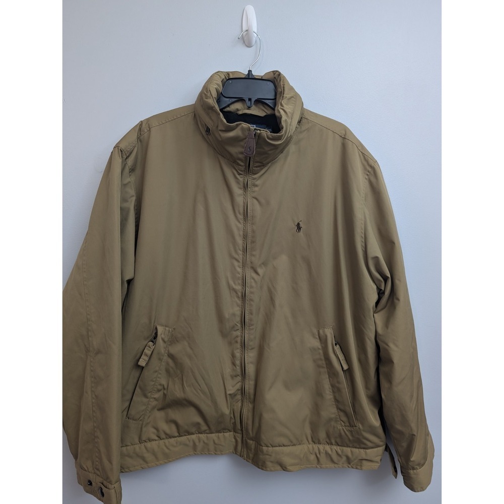 D7 Polo Ralph Lauren Vintage Fleece Lined Jacket XXL Khaki Full Zip